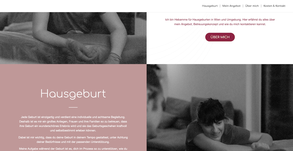 Screenshot Website Projekt hausgeburtwien.at