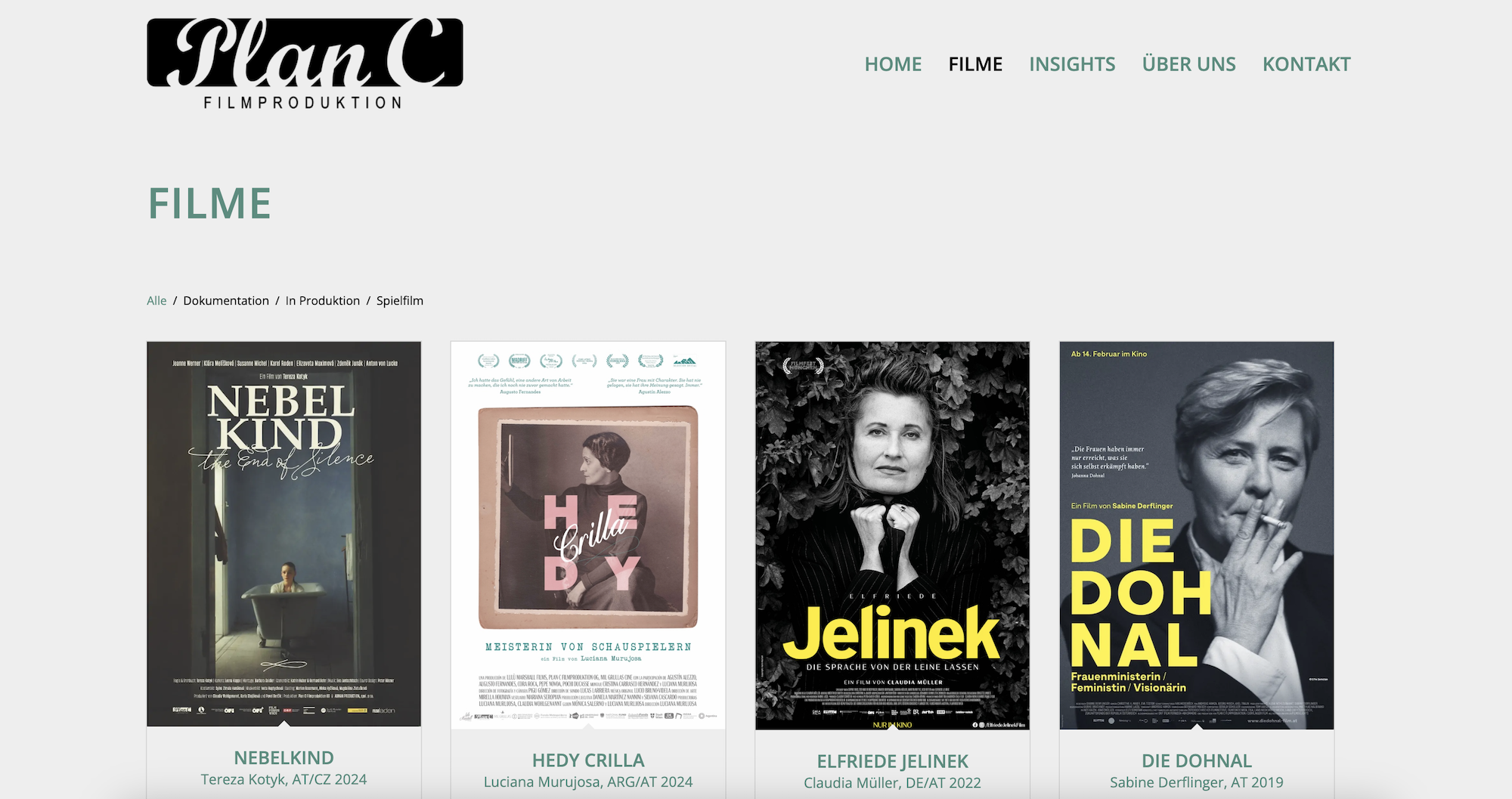 Screenshot Website Plan C Filmproduktion Wien