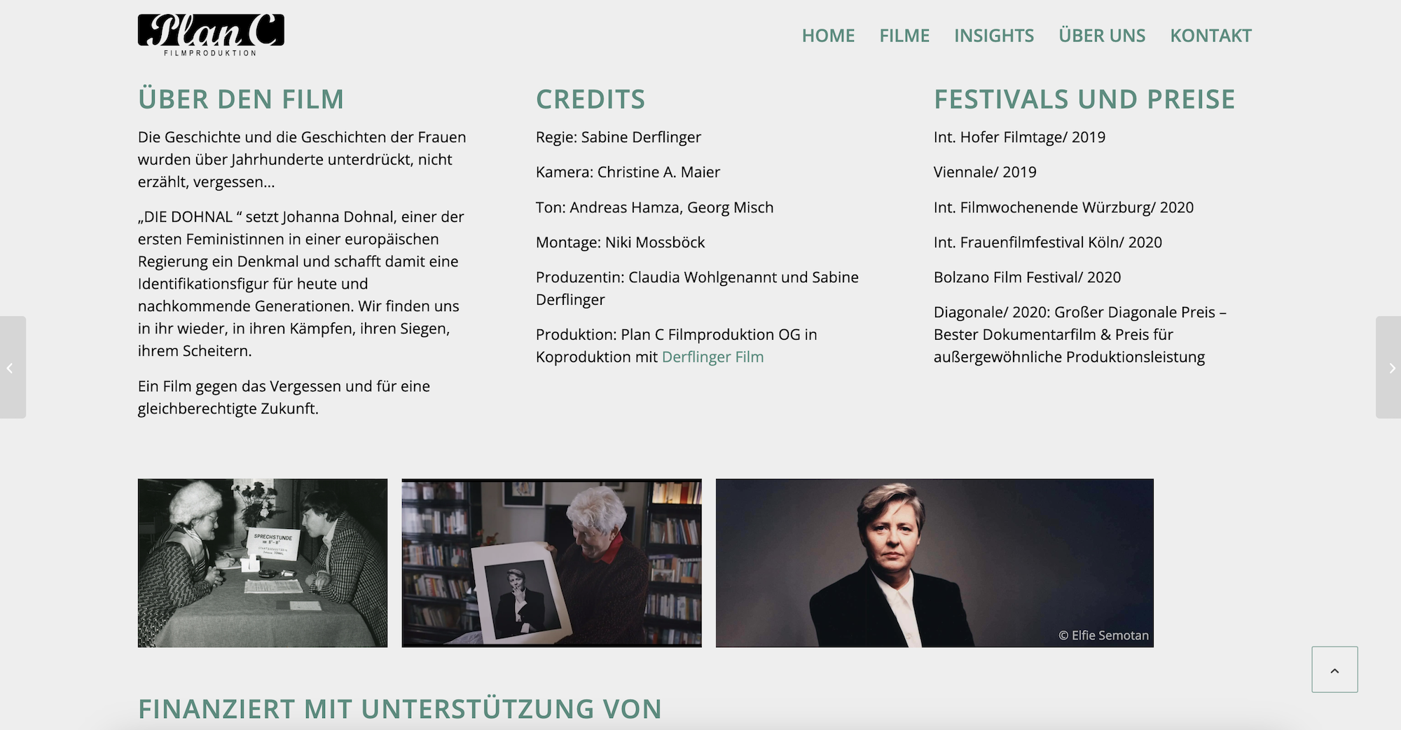 Screenshot Website Plan C Filmproduktion Wien