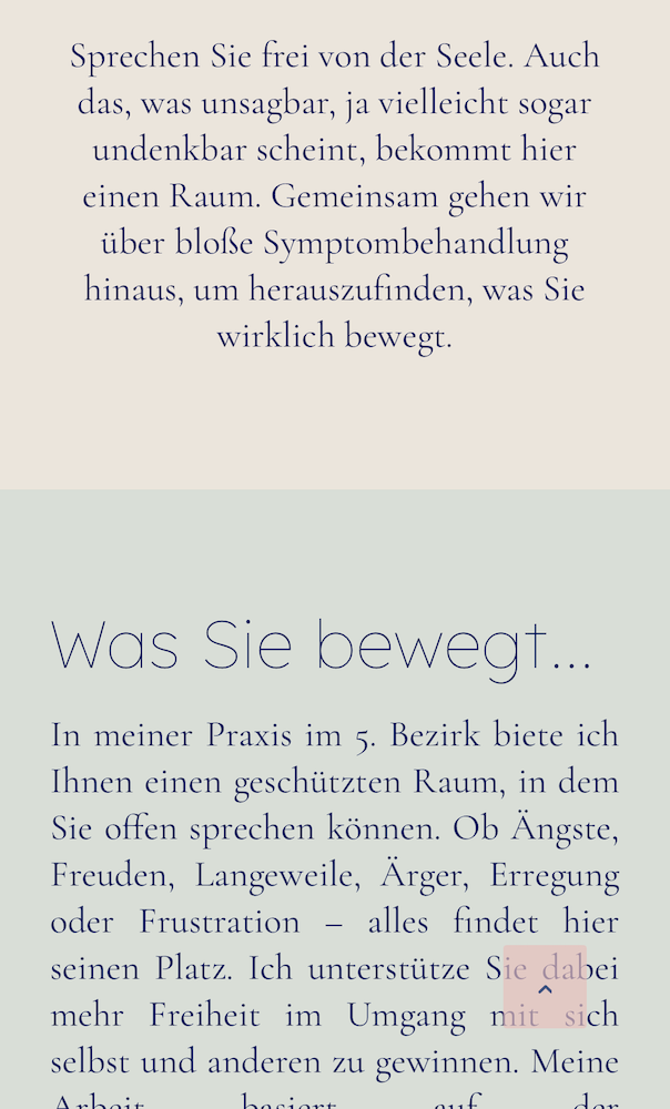 Screenshot Website mobile psychotherapie-gold.at